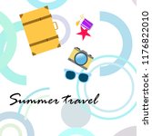 summer travel suitcase cocktail ... | Shutterstock .eps vector #1176822010