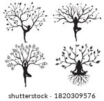 Set Of Silhouette Woman In A...