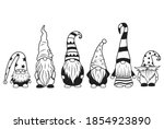 set of little garden gnomes.... | Shutterstock .eps vector #1854923890