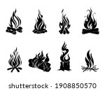 set of silhouettes campfire.... | Shutterstock .eps vector #1908850570