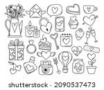 set of valentine elements.... | Shutterstock .eps vector #2090537473