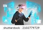 metaverse digital cyber world... | Shutterstock .eps vector #2102779729