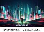 metaverse future cityscape... | Shutterstock .eps vector #2126346653