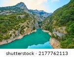 Small photo of River gorge "Gorges du Verdon" at Saint-Croix Lake in the Provence in southern France