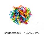 Colorful Paper Clip On White...