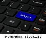 Analytics text written on a keyboard