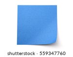 Blue paper stick note on a white background