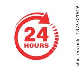 24 Hours Clock Sign Icon In...