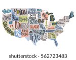 usa map with states   pictorial ... | Shutterstock .eps vector #562723483