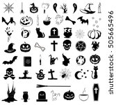 50 black and white icons on the ... | Shutterstock .eps vector #505665496