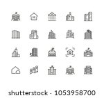 building icons. set of twenty... | Shutterstock .eps vector #1053958700