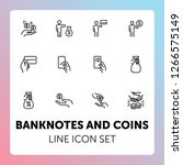 banknotes and coins line icon... | Shutterstock .eps vector #1266575149