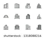 City Buildings Line Icon Set....