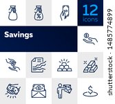 savings line icon set. deposit  ... | Shutterstock .eps vector #1485774899