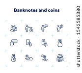 banknotes and coins line icon... | Shutterstock .eps vector #1542585380