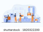factory workers and robotic arm ... | Shutterstock .eps vector #1820322200