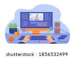 computer and monitor of graphic ... | Shutterstock .eps vector #1856532499