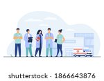 group of doctors standing at... | Shutterstock .eps vector #1866643876