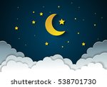 moon and stars in midnight ... | Shutterstock .eps vector #538701730