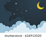 moon and stars in midnight ... | Shutterstock .eps vector #626913320