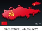 3d soviet union map and flag ....