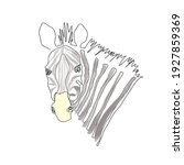 zebra head vector one line art... | Shutterstock .eps vector #1927859369