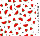 watermelons seamless pattern. ... | Shutterstock .eps vector #2016213410