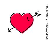 Arrow Heart Icon. Red Love Line ...