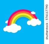 color rainbow with clouds  sky. ... | Shutterstock .eps vector #576117790