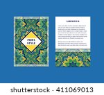 india cards with floral mandala ... | Shutterstock .eps vector #411069013