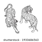tigers line art vector... | Shutterstock .eps vector #1933686563