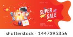 super sale of 50  off. the... | Shutterstock .eps vector #1447395356