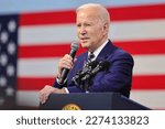 Small photo of Philadelphia, PA - Mar 9, 2023: US President Joe Biden discusses his Budget for Fiscal Year 2024 at the Finishing Trades Institute. Credit: Saquan Stimpson - CNP