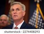 Small photo of Washington, DC - US - Nov 15, 2022: US House Republican Leader Kevin McCarthy (R-CA) speaks with reporters about the GOP conference's leadership elections. Credit: Cliff Owen - CNP