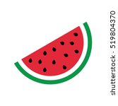 Flat Icon Slice Of Watermelon....