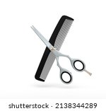 Scissors And Comb On A White...