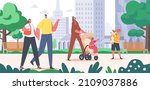 people walking in city park.... | Shutterstock .eps vector #2109037886