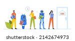 robots and human applicants... | Shutterstock .eps vector #2142674973