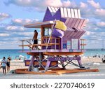 Small photo of Miami Beach Lifeguard Tower, Miami Beach, Florida, USA March 5, 2023