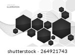 Abstract Black Hexagon. Vector...