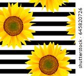 Sunflowers On A Striped Black...