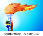 torch  flame. a hand from the... | Shutterstock .eps vector #724384213