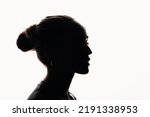 Young woman silhouette beautiful profile portrait isolated.