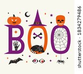boo hallowen holiday quote... | Shutterstock .eps vector #1834279486
