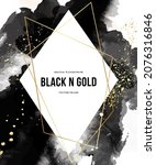 Black background gold foilage classi invitation luxury. 