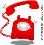 Retro styled red telephone ringing