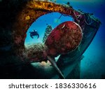 Scuba Diver In Shipwreck  Malta