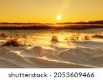 Winter Sunset Landscape With...