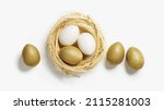 Golden Color Eggs In Nest From...