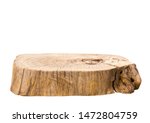 Beautiful texture of old tree stump table top on white background.For create product display or design key visual layout.clipping path